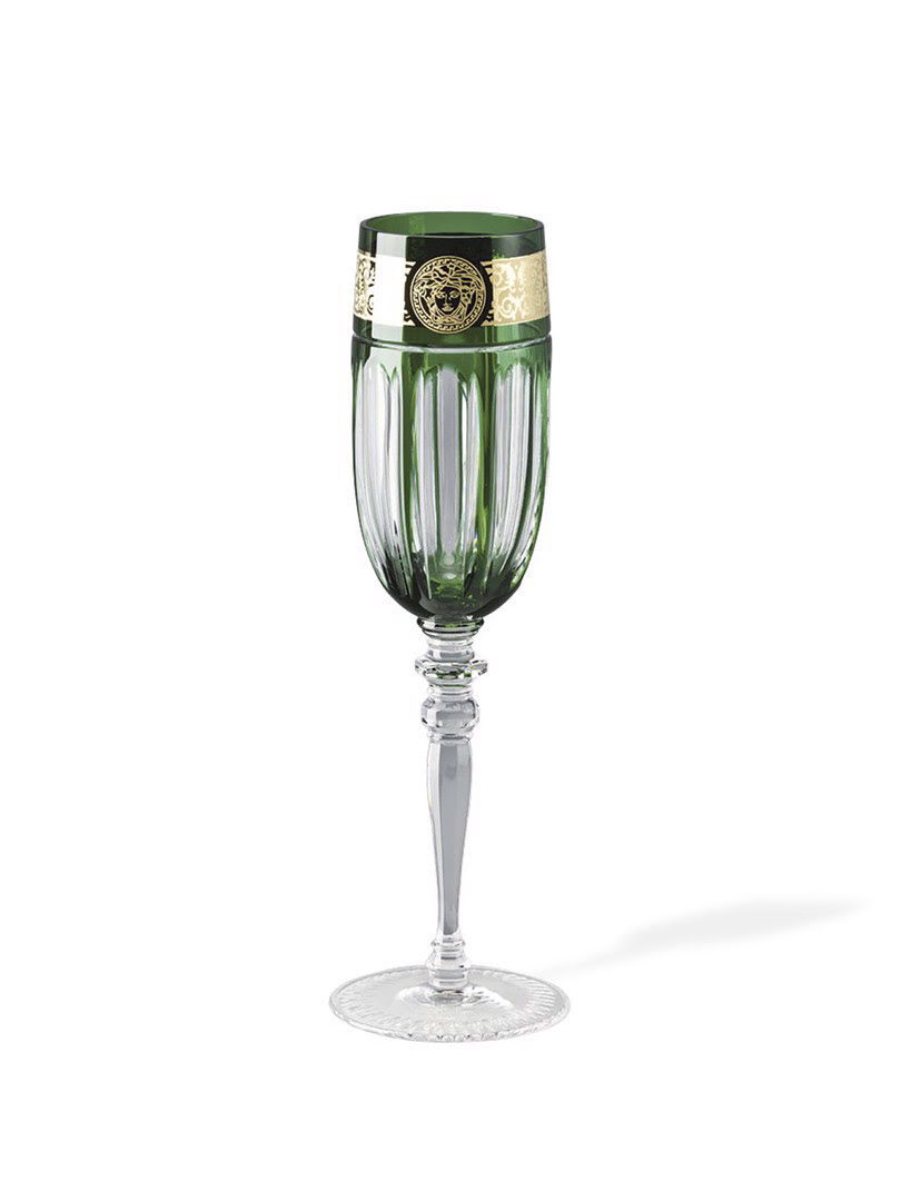 Ly thuỷ tinh champagne bằng sứ Versace Green -320668.40820