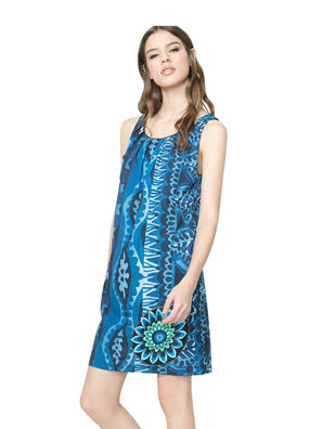 Đầm không tay màu xanh Desigual MAGIC BLUE POLYESTER - 61V28Q7501538