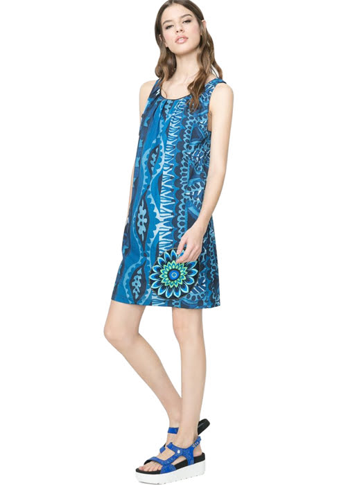 Đầm không tay màu xanh Desigual MAGIC BLUE POLYESTER - 61V28Q7501538