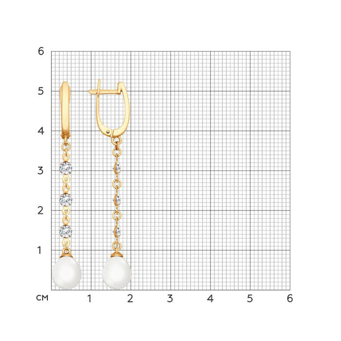 Bông tai vàng đính ngọc trai và kim cương zirconia - 792072