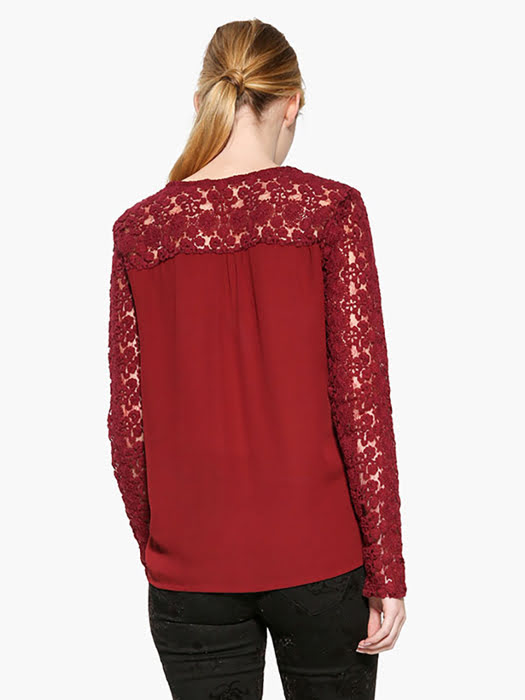 Áo dài tay nữ BLOUSE, Size XL, NEGRO - 17WWBW392000XL