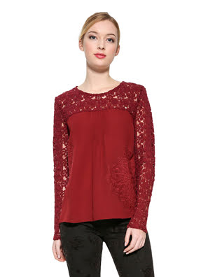 Áo dài tay nữ BLOUSE, Size XL, NEGRO - 17WWBW392000XL
