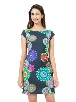 Đầm ngắn tay hoạ tiết tròn Desigual Suzanne size S - 65V20A05000S
