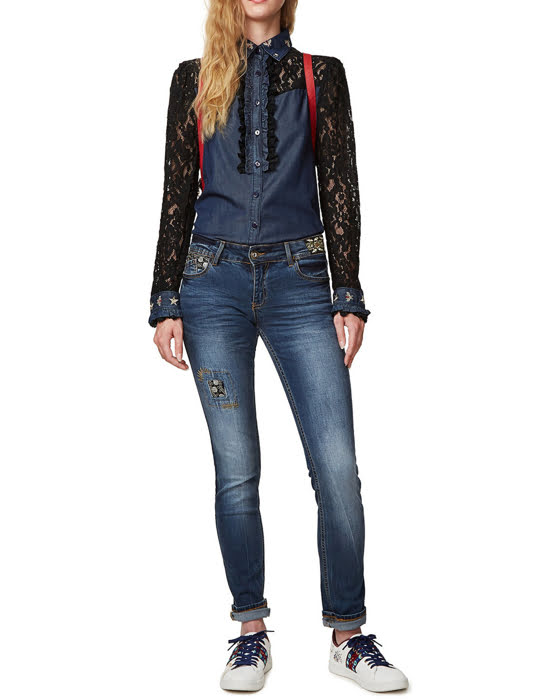 Quần Jean nữ DENIM TROUSERS, Size 25, DENIM DARK BLUE - 17WWDD24500825