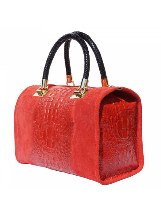 Túi xách da Ý Florence màu đỏ - 30x15x22 cm - 7002-Red