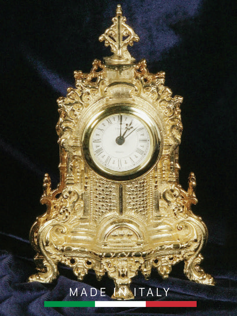 Đồng hồ cổ để bàn mạ vàng 24K Olympus Brass - Hand made in Italy