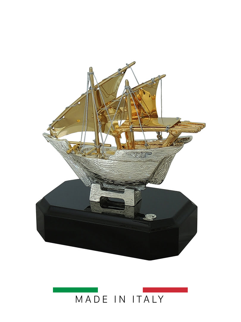 Quà tặng hoàng gia - Thuyền mạ vàng 14k Goldline Italia - D2580