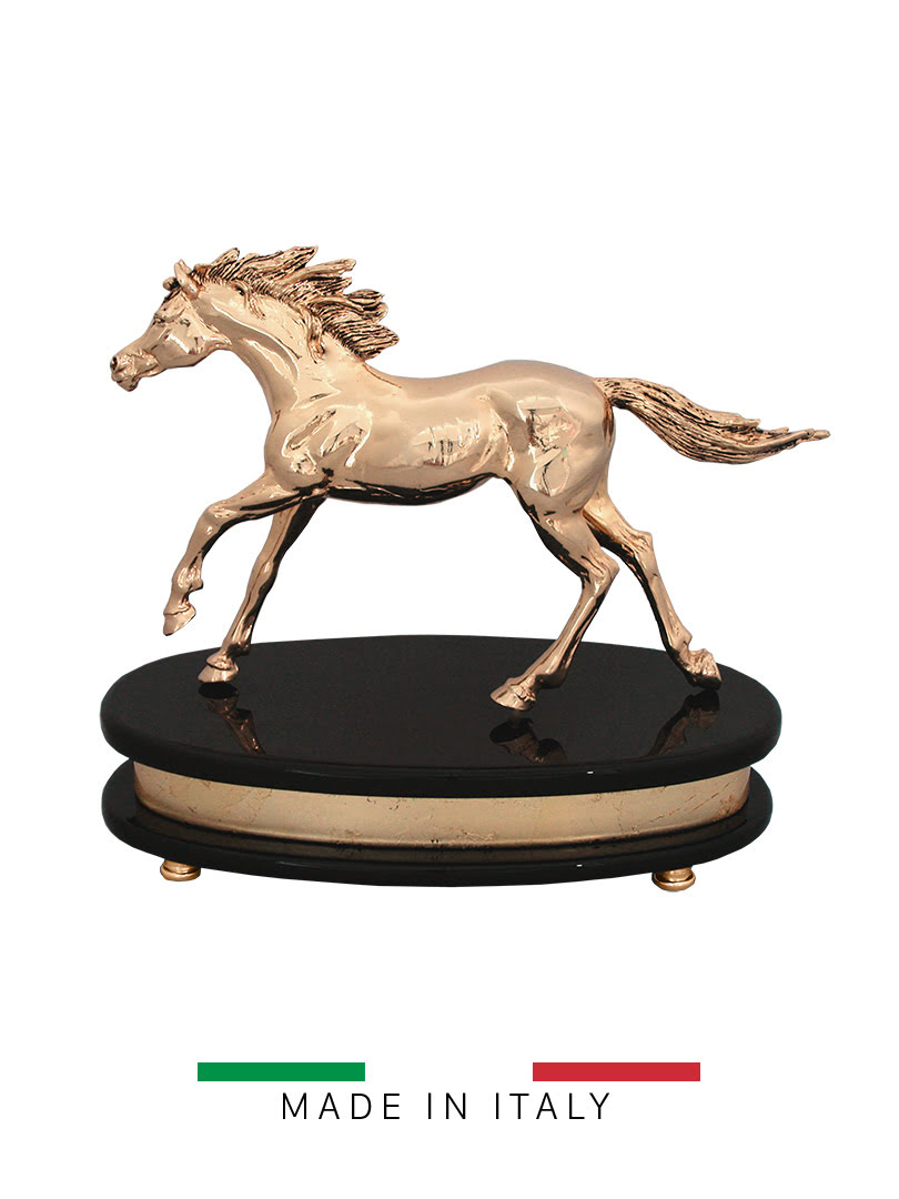 Tượng ngựa running Goldline Italia cao 23,5cm mạ vàng 24K và bạc - D2685G.BGB