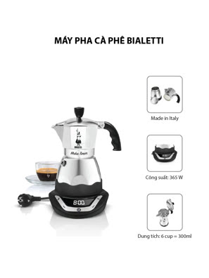 Máy pha cà phê Bialetti chạy điện hẹn giờ Moka Timer 6 cup 6TZ 2015 - 0006093
