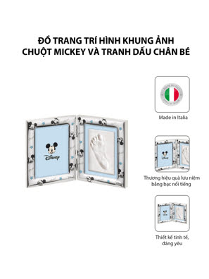 Đồ trang trí hình khung ảnh Chuột Mickey và tranh dấu chân bé mạ bạc hiệu VALENTI  - D4203LC