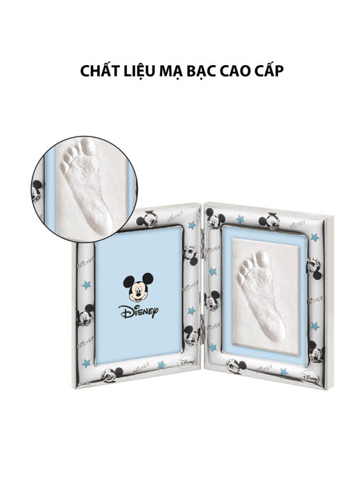 Đồ trang trí hình khung ảnh Chuột Mickey và tranh dấu chân bé mạ bạc hiệu VALENTI  - D4203LC