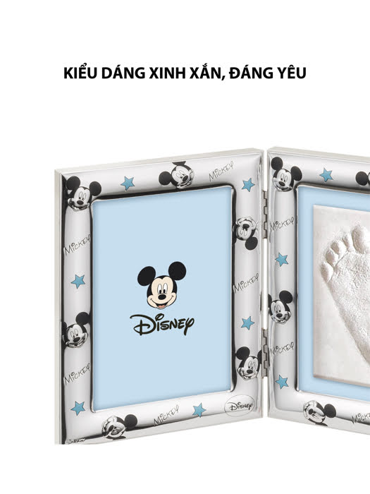 Đồ trang trí hình khung ảnh Chuột Mickey và tranh dấu chân bé mạ bạc hiệu VALENTI  - D4203LC