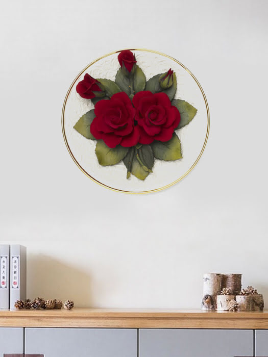 Đồ trang trí Napoleon hình hoa hồng đỏ treo tường bằng sứ,kt 25cm,code 1065/09