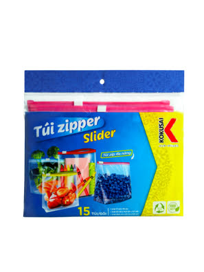 Túi Zipper Slider đựng thực phẩm đa dụng trong suốt đáy rộng KOKUSAI (3 Size 15 túi/hộp) - 007498