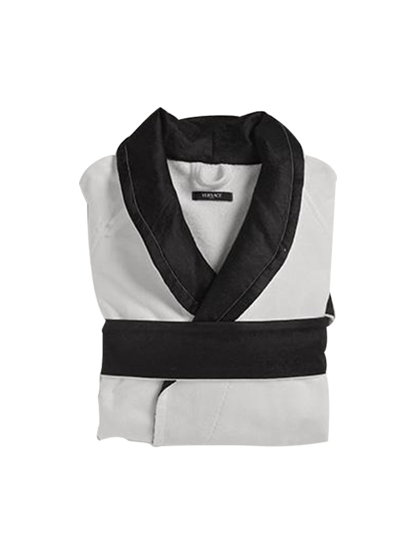 Áo choàng tắm màu trắng đen size L Versace ZCOSP011.Z4023.L