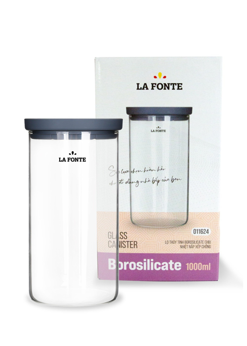 Lọ thủy tinh borosilicate chịu nhiệt nắp xếp chồng La Fonte 1000ml - 011624