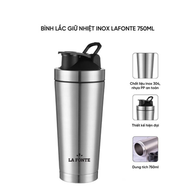BÌNH LẮC GIỮ NHIỆT SHAKER INOX 750ML LA FONTE - 001755