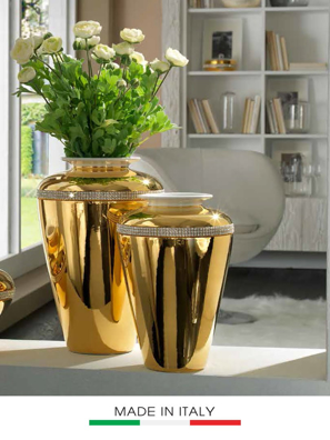 Bình hoa BC mạ vàng 24K đính ngọc - 754.O-STR