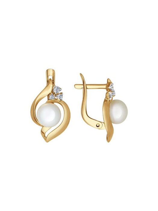 Bông tai vàng đính ngọc trai và kim cương zirconia - 792039