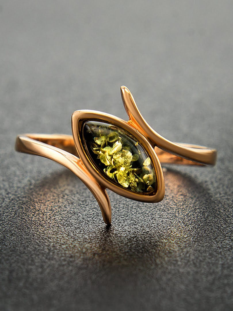 Nhẫn trang sức Amber Jewelry bạc 22K đính đá hổ phách thiên nhiên (Adagio 16.5) phủ vàng - 710006093