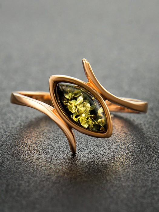 Nhẫn trang sức Amber Jewelry bạc 22K đính đá hổ phách thiên nhiên (Adagio 16.5) phủ vàng - 710006093