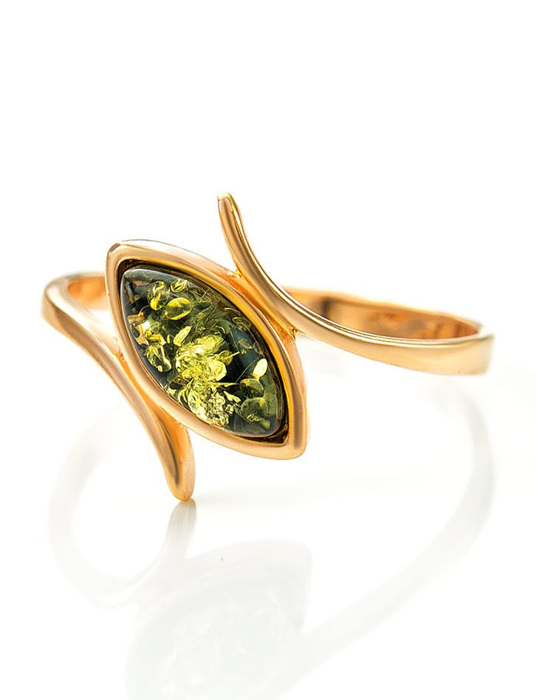 Nhẫn trang sức Amber Jewelry bạc 22K đính đá hổ phách thiên nhiên (Adagio 16.5) phủ vàng - 710006093