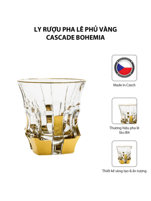 Bộ 6 ly rượu pha lê phủ vàng Cascade Bohemia
