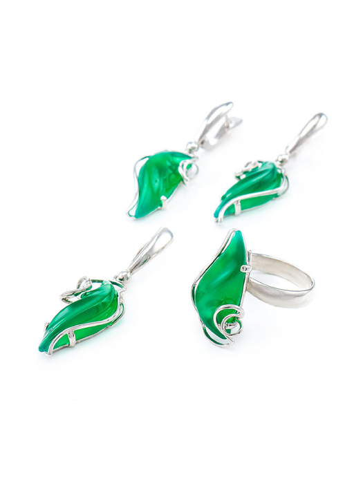 Mặt dây chuyền trang sức bằng bạc 22k, có đính hổ phách thiên nhiên - 711001095