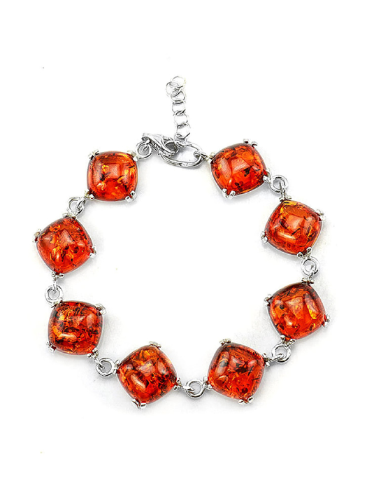 Vòng tay trang sức bằng bạc 22k, có đính hổ phách thiên nhiên - 5077208260