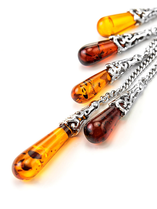 Mặt dây chuyền trang sức bằng bạc 22k, có đính hổ phách thiên nhiên - 701708024