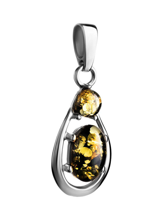 Mặt dây chuyền từ hổ phách xanh lấp lánh tự nhiên trong bạc 