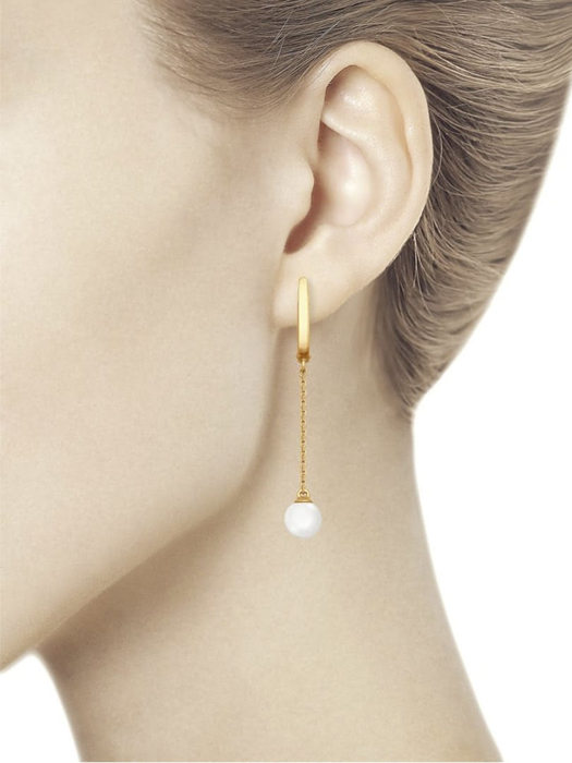 Bông tai vàng đính ngọc trai và kim cương zirconia - 792069