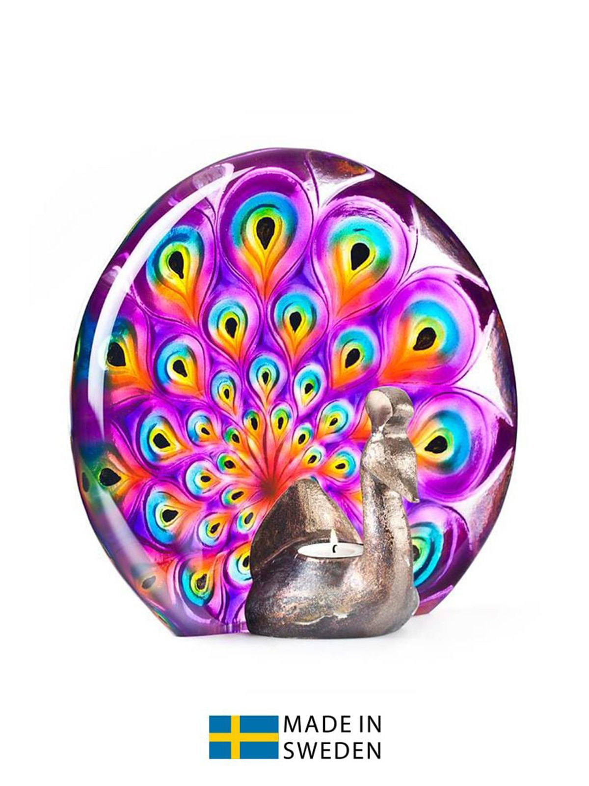 Vật trang trí hình con công bằng pha lê màu tím- 34135