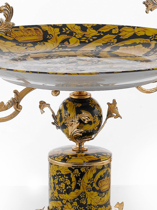 Khay trang trí bằng sứ và đồng - ALZATA FOGLIE D.40X46X41H, kích thước 40x46x41, hiệu Caroline