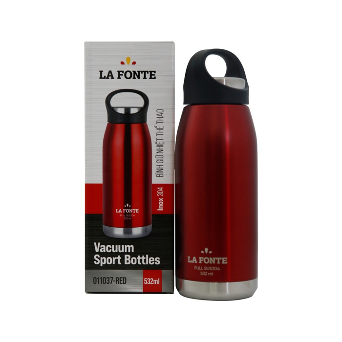Bình giữ nhiệt thể thao LA FONTE 532ml, Thép không gỉ SUS304 - Chính hãng MORIITALIA 011037-RED