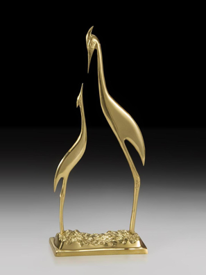 Tượng Mẹ con sếu bằng đồng xanh Virtus - 1322