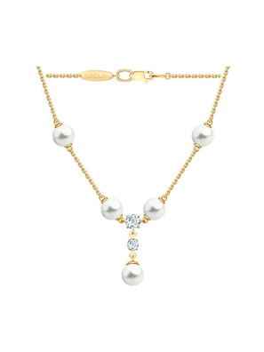 Dây chuyền vàng 585, có đính ngọc trai, cz - 797020