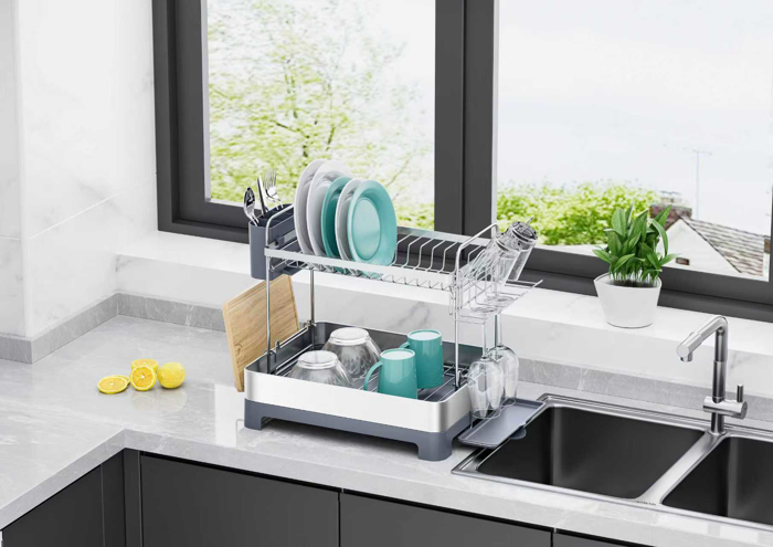 Kệ Úp Bát Đĩa 2 Tầng Kèm Khay Thoát Nước La Fonte-016001