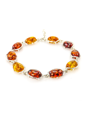 Vòng tay trang sức bằng bạc 22k, có đính hổ phách thiên nhiên - 6077202420