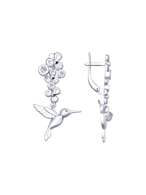 Bông tai Sokolov bạc Hummingbird đính kim cương Zirconia - 4022863