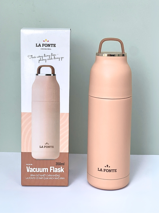 Bình giữ nhiệt chân không La Fonte có nắp quai xách nhỏ xinh 350ml-010238-PIN