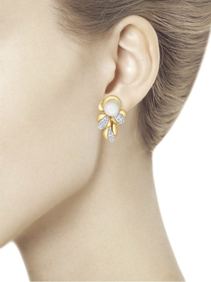 Bông tai vàng đính ngọc trai và kim cương zirconia - 792034