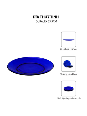Đĩa thuỷ tinh Duralex Lys Saphir 23.5cm màu saphir - 3006FF06C1111