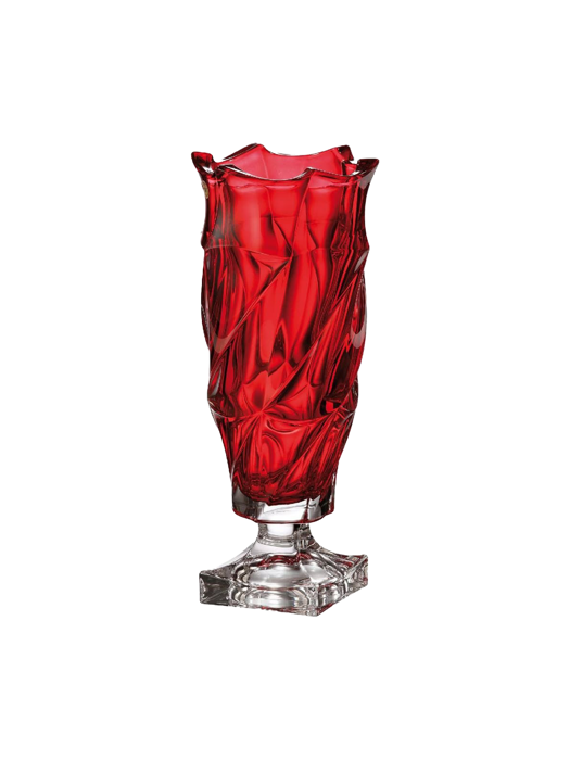 Bình hoa pha lê có chân Flamenco màu đỏ Bohemia 380mm