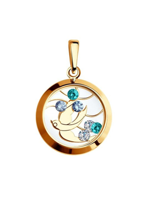 Mặt dây chuyền vàng 585, mã 035062, có đính đá cz, glass