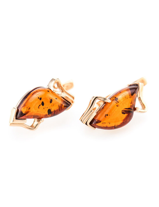 Bông tai trang sức Amber Jewelry bạc 22K đính đá hổ phách thiên nhiên (Vesta) phủ vàng - 710109356