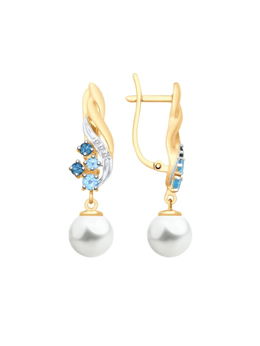 Bông tai vàng đính hoàng ngọc, hoàng ngọc London, ngọc trai, kim cương cz - 792091