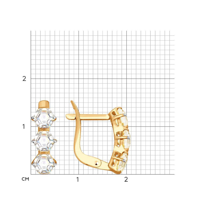 Bông tai Sokolov Honeycombs bằng vàng 585 đính đá swarovski cz - 81020321