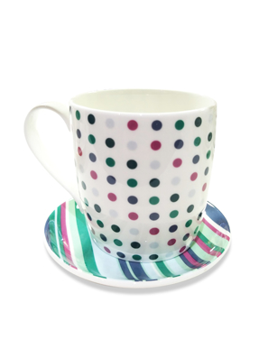 Bộ  ly bằng sứ (1ly+1 lót ly)Folka Blue