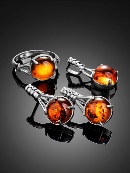 Bông tai trang sức bằng bạc 22k, có đính hổ phách thiên nhiên - 5065208087